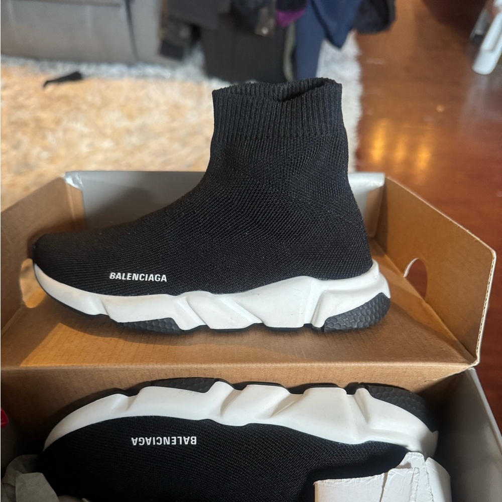 Balenciaga Kids Black and White Sock Sneakers